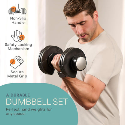 Adjustable Dumbbells Set/Single - 15Lb 25Lb 43Lb  