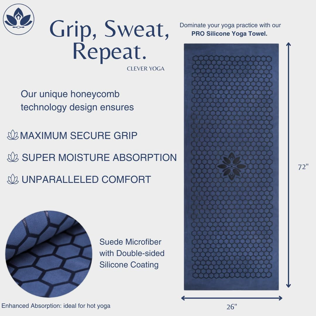 Mat Towel Non-Slip for Hot Yoga. Grippy Double Sided Suede Microfiber Towel Non-Slip Grip. Multifunctional - No Slip Yoga Mat Towel, Yoga Mat Cover - the Best Travel Yoga Mat Non Slip.