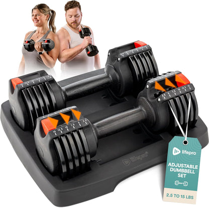 Adjustable Dumbbells Set/Single - 15Lb 25Lb 43Lb  