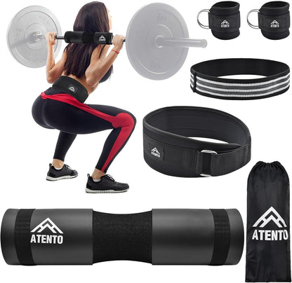 Barbell Pad Set with Weight Lifting Belt, Neck & Shoulder with Anti-Slip Grain Cloth