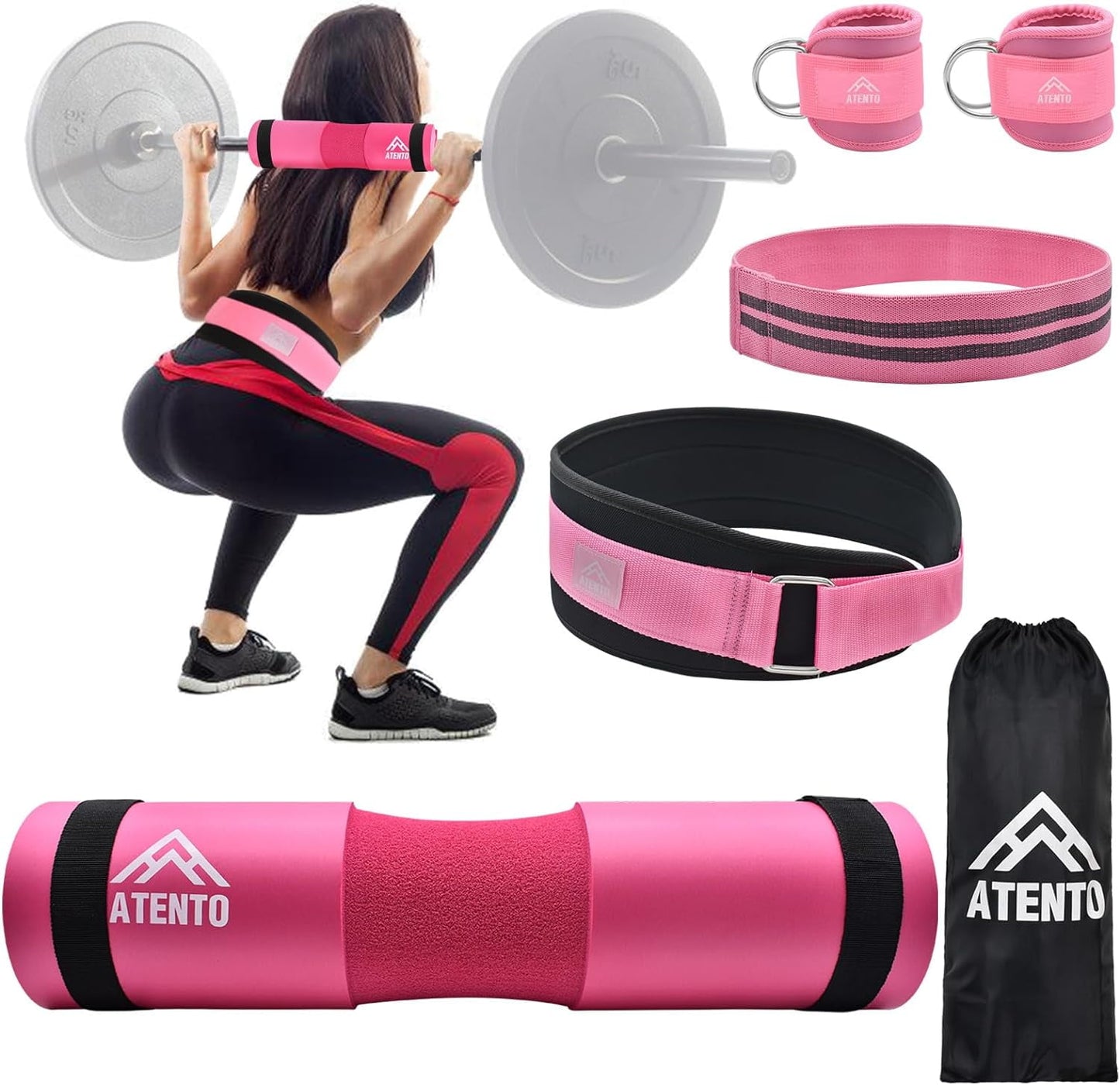 Barbell Pad Set with Weight Lifting Belt, Neck & Shoulder with Anti-Slip Grain Cloth