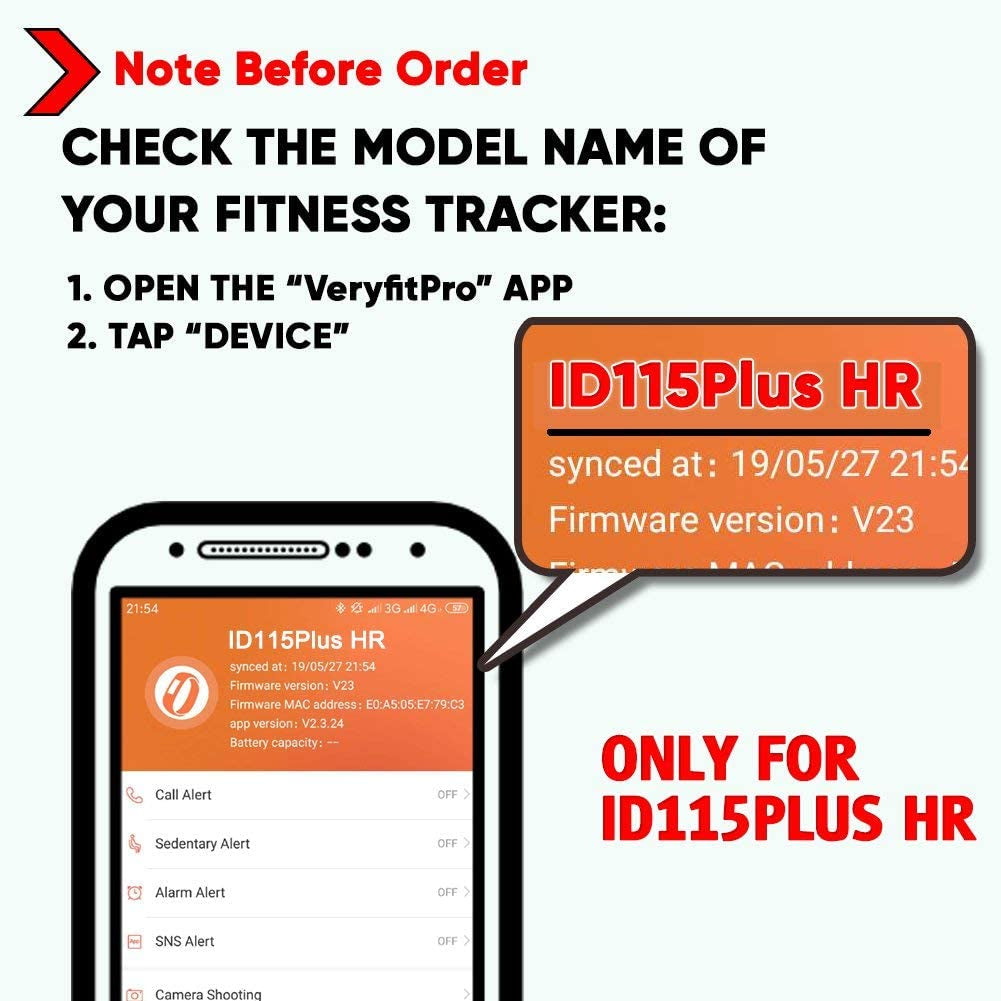 Veryfitpro Id115Plus HR Replacement Bands for Veryfit Pro Id115Plus HR Fitness Tracker Smart Watch