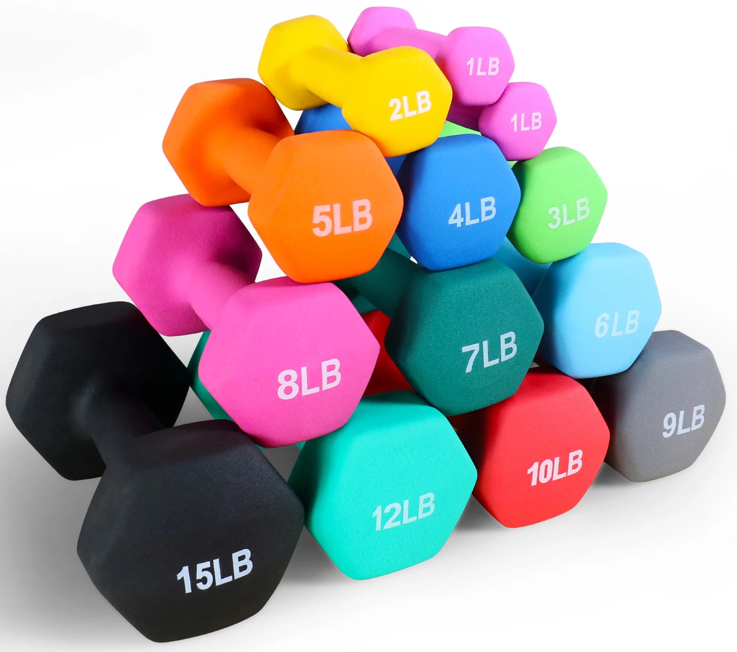 All-Purpose Color Neoprene Coated Dumbbells, 9 Lbs Pair